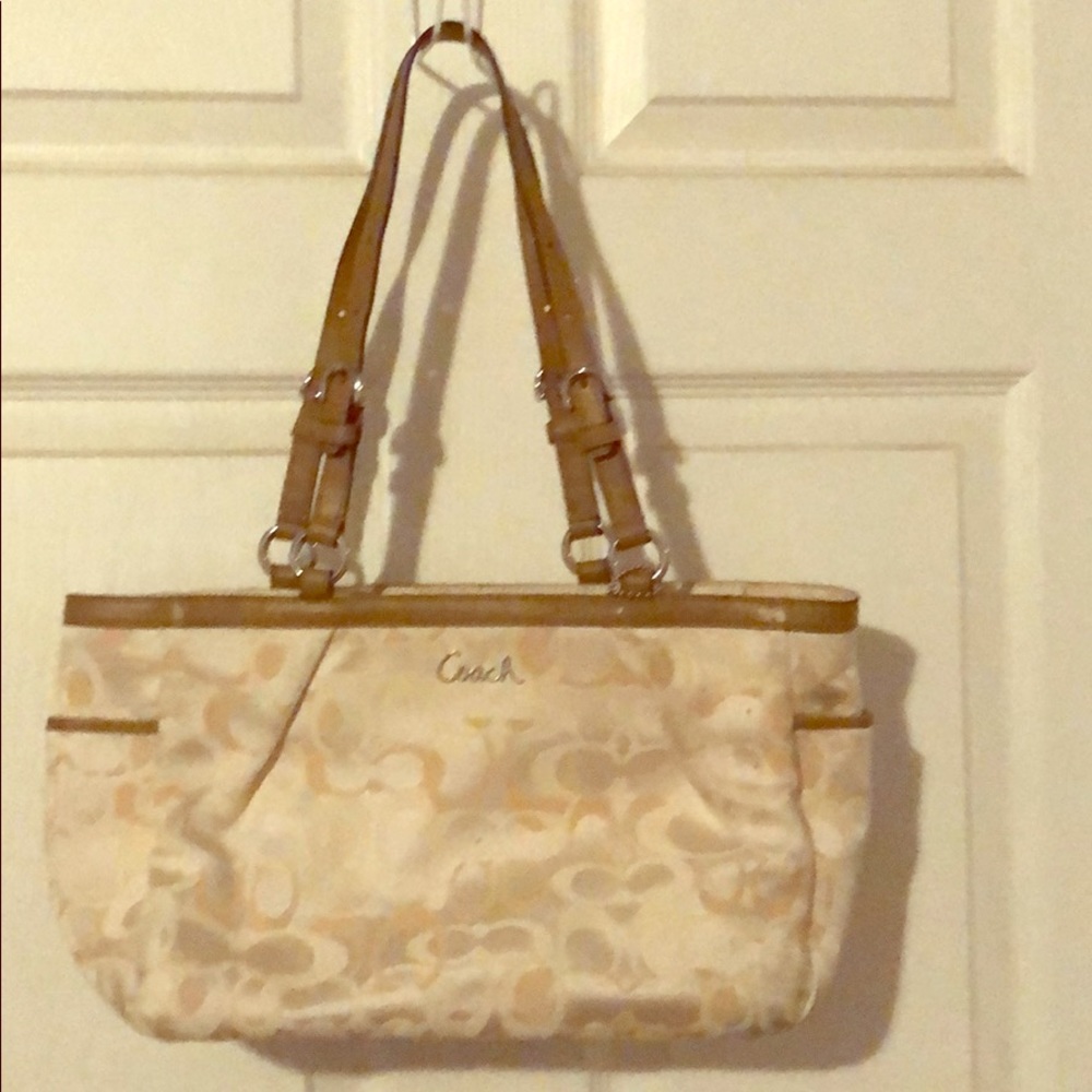 Coach white/cream and tan shoulder purse